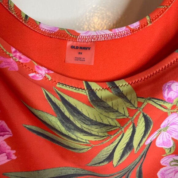 🌸 Old Navy Red Tropical Floral One-Piece Swimsuit Size 3X - Picture 2 of 3